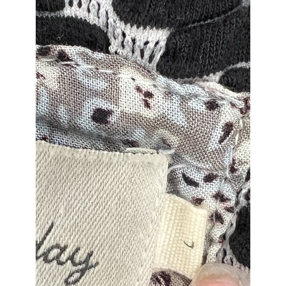 Anthropologie Saturday Sunday Size L Black  White Chevron Pattern Textured Dress - Picture 6 of 13